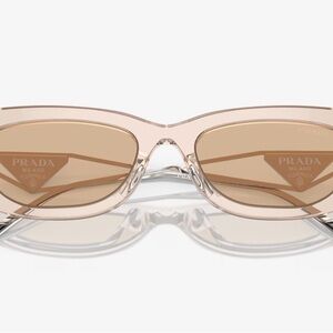 Prada Women’s Transparent Blush Frame Sunglasses with Brown Lenses